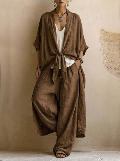 LAVINIA | Set Kimono Oversize e Pantaloni a Gamba Larga