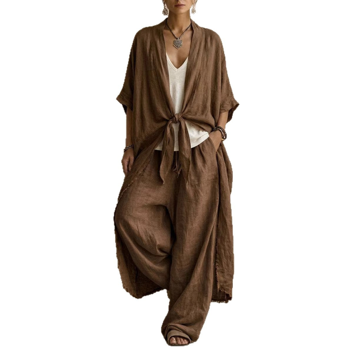 LAVINIA | Set Kimono Oversize e Pantaloni a Gamba Larga