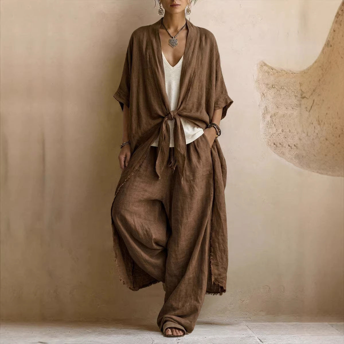 LAVINIA | Set Kimono Oversize e Pantaloni a Gamba Larga