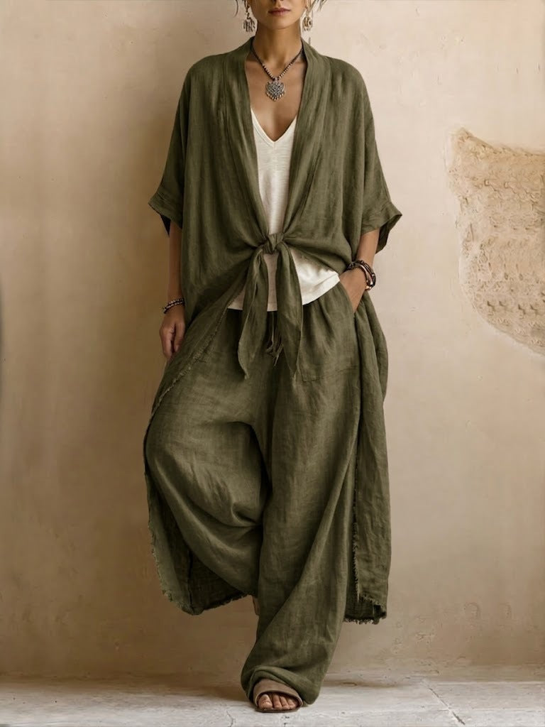 LAVINIA | Set Kimono Oversize e Pantaloni a Gamba Larga