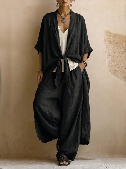 LAVINIA | Set Kimono Oversize e Pantaloni a Gamba Larga