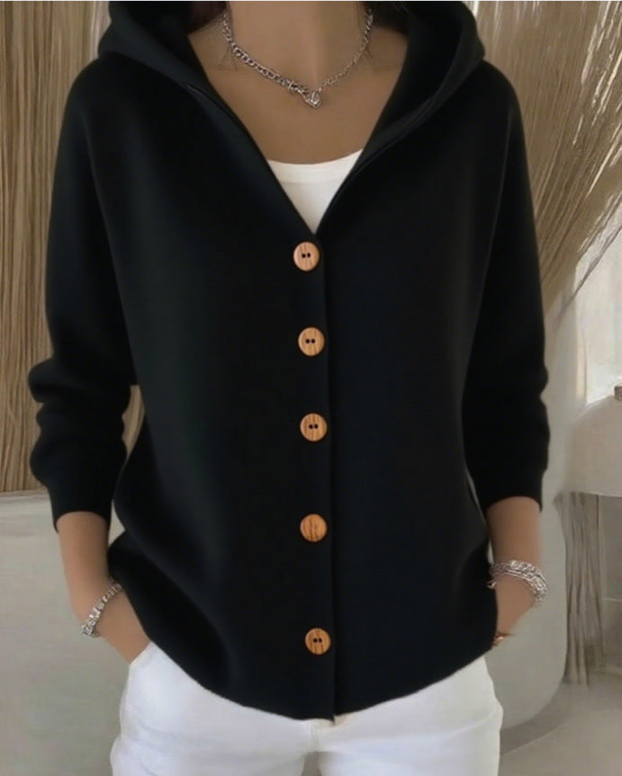 Darienne | Cardigan con Cappuccio e Bottoni