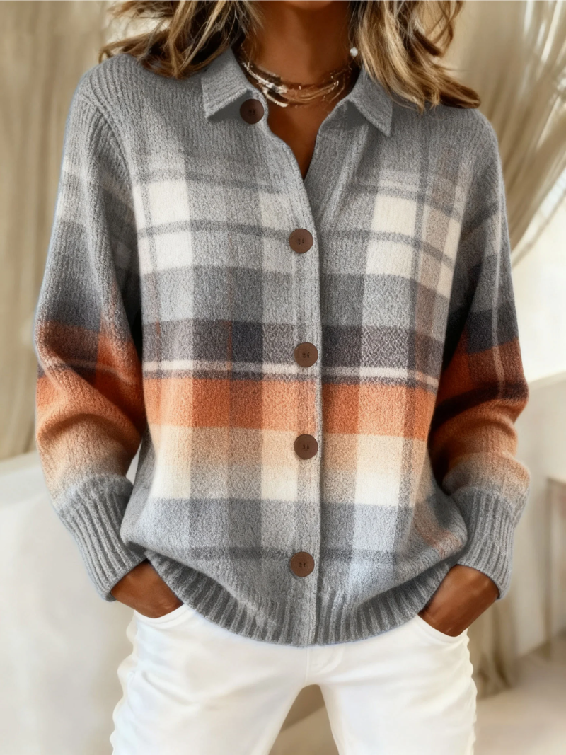 Marlene | Cardigan a Quadri Sfumato Multicolore