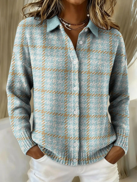 Clara | Cardigan a Quadri Azzurro