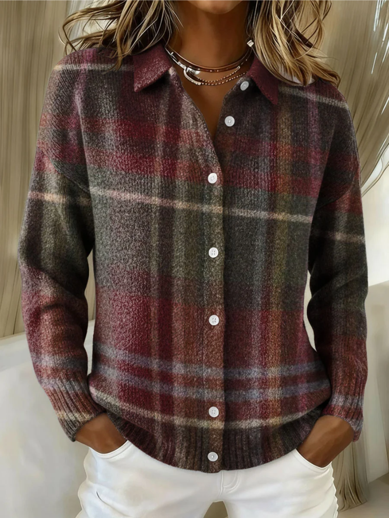 Eleanor | Cardigan Classico a Quadri Multicolore