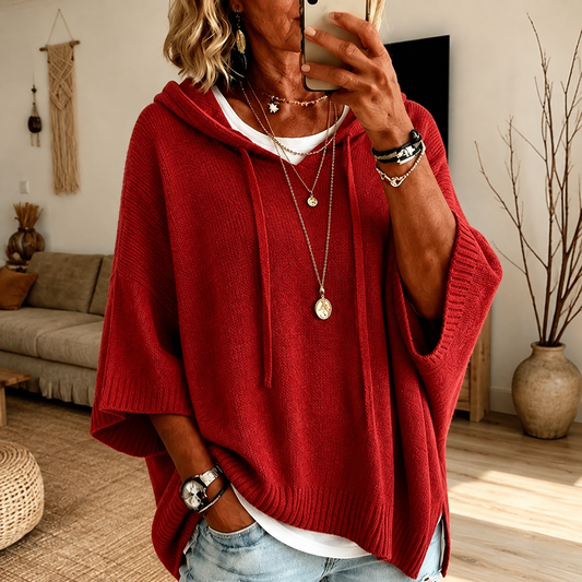 Claire | Maglione a Poncho Rosso