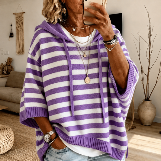 Anais | Maglione a Poncho a Righe Viola