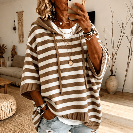 Mathilde | Maglione a Poncho a Righe Talpa