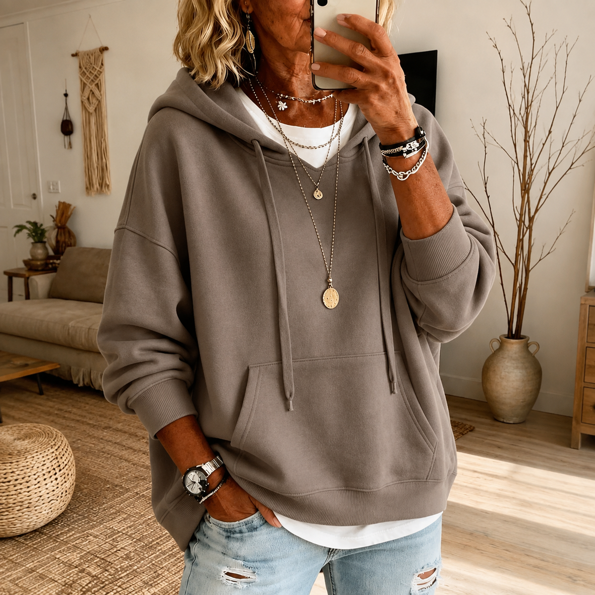 Ella | Felpa Oversize con Cappuccio Talpa
