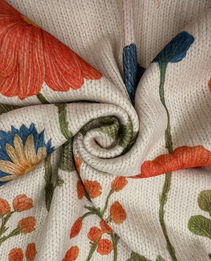 Wrenna | Cardigan con Zip a Prato di Fiori di Campo