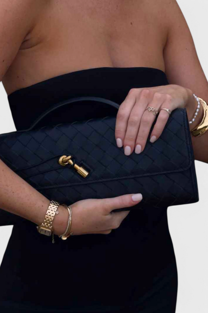 Melanie | Borsa a Mano con Fiocco Dorato
