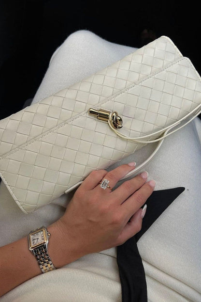 Melanie | Borsa a Mano con Fiocco Dorato
