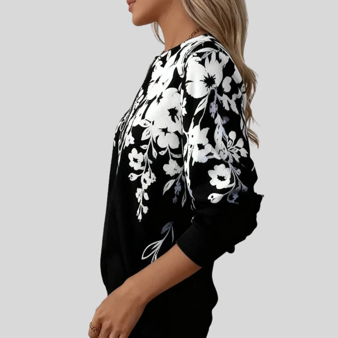 Crimson | Felpa Floreale con Zip