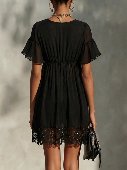 SANYA | Abito Mini in Pizzo con Zip Frontale