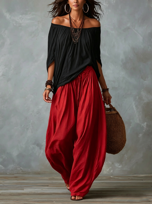 EUGENIA | Set Top a Spalle Scoperte e Pantaloni Lanterna