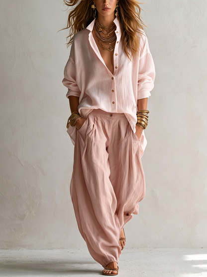CRISTINA | Set Camicia Bianca e Pantaloni Lanterna a Gamba Larga