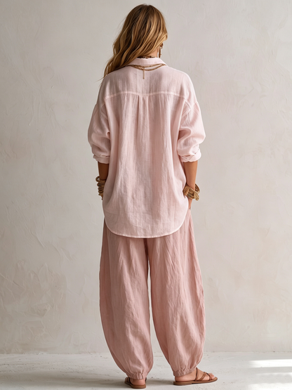 CRISTINA | Set Camicia Bianca e Pantaloni Lanterna a Gamba Larga