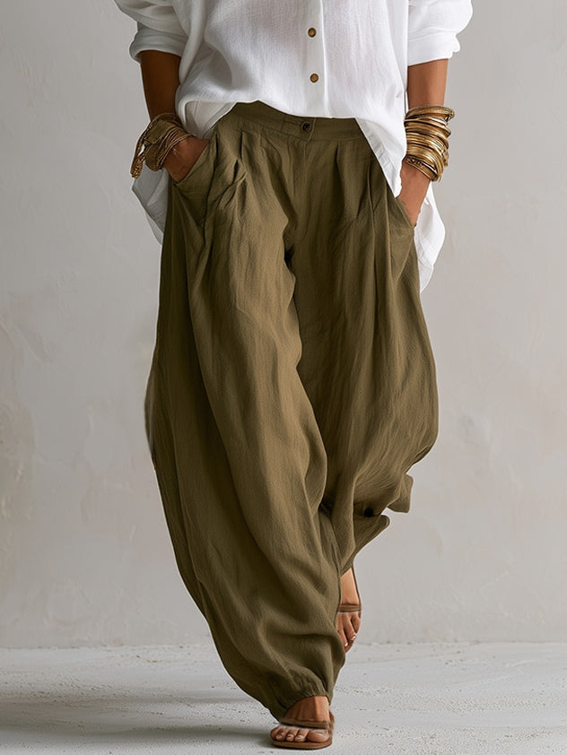 CRISTINA | Set Camicia Bianca e Pantaloni Lanterna a Gamba Larga