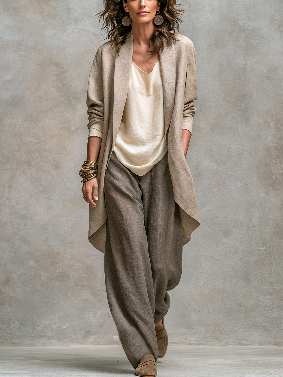 SPERANZA | Completo Boho in Tre Pezzi Beige e Grigio