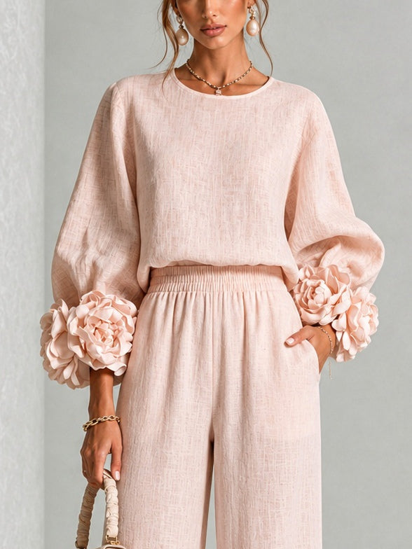 VITTORIA | Set a Due Pezzi con Polsini Floreali