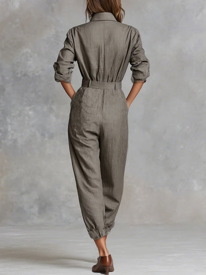 RAFFAELLA | Tuta Camicia in Misto Cotone-Lino