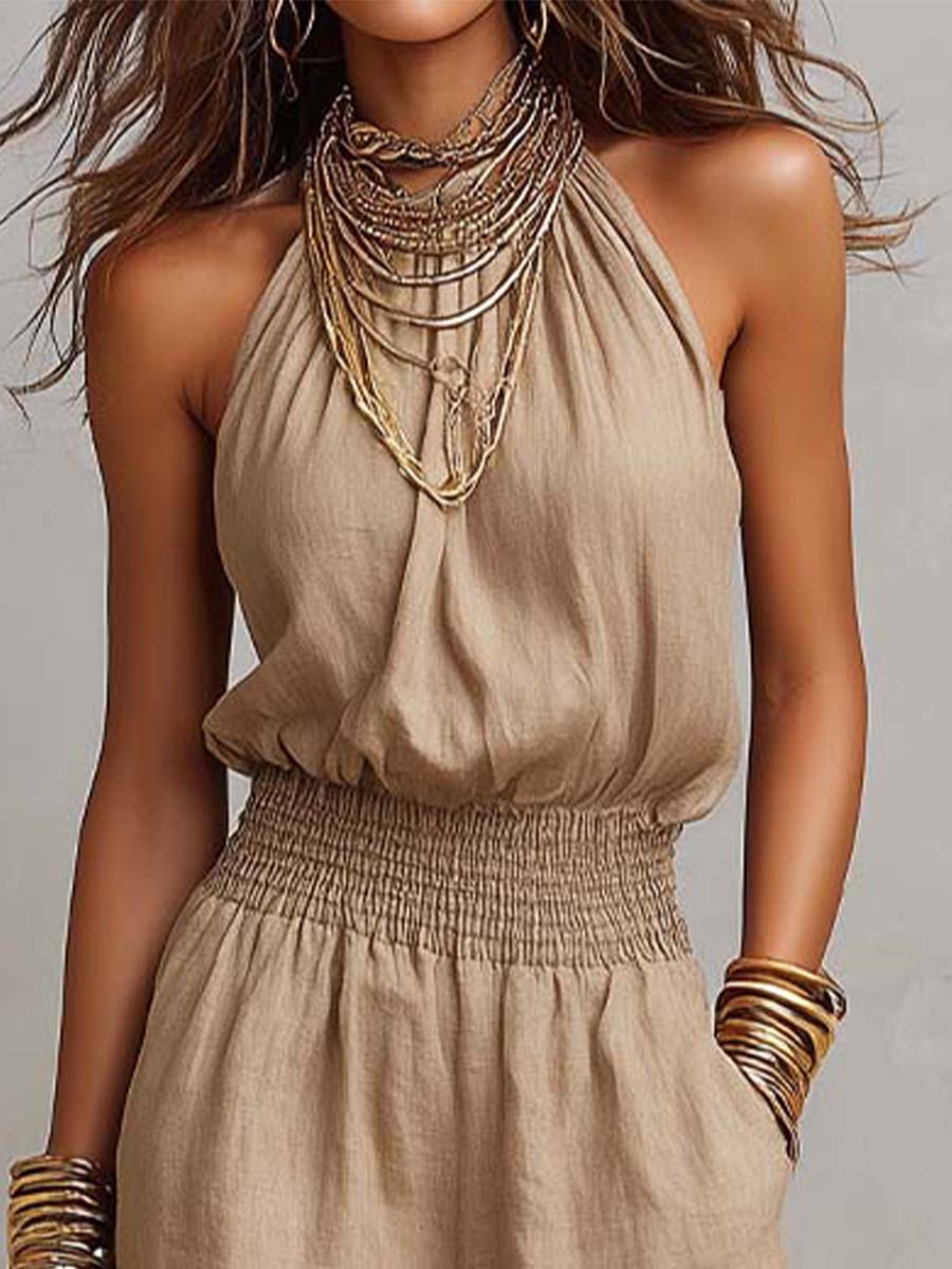VALERIA | Tuta con Collo Halter e Gamba Larga