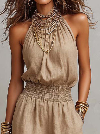 VALERIA | Tuta con Collo Halter e Gamba Larga