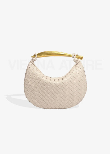 Alejandra | Borsa Intrecciata con Manico Dorato