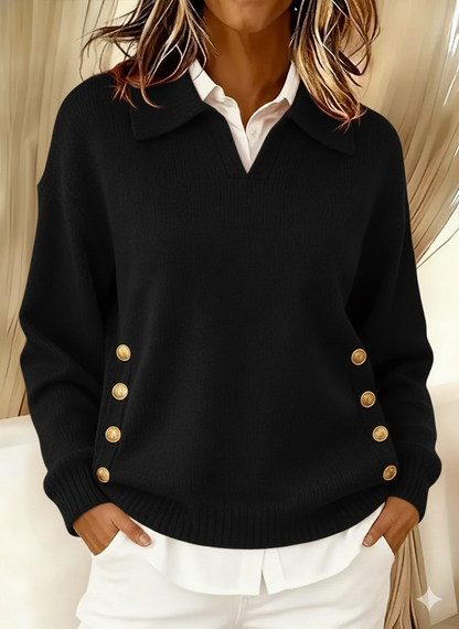 Vynette | Maglione a Scollo a V con Colletto