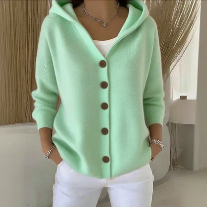Darienne | Cardigan con Cappuccio e Bottoni