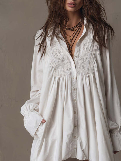 ANASTASIA | Mini Abito in Pizzo con Maniche Lunghe e Orlo Irregolare