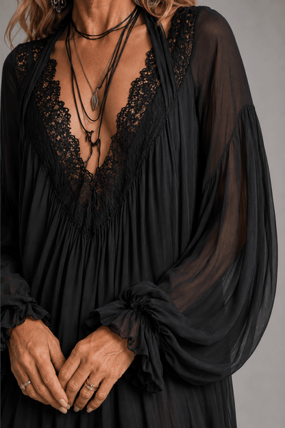 ELARA | Abito Mini in Chiffon Nero con Scollo Halter