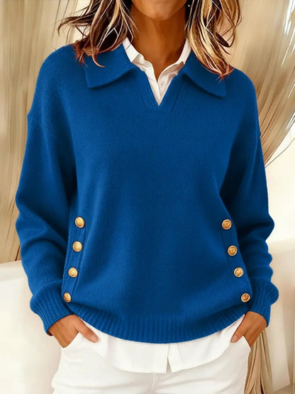 Vynette | Maglione a Scollo a V con Colletto