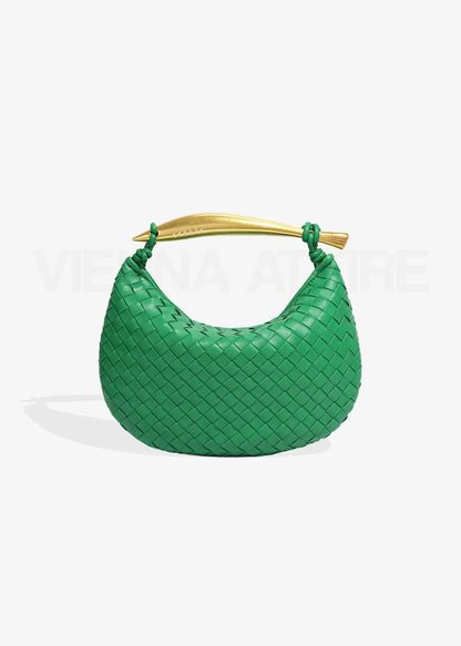 Alejandra | Borsa Intrecciata con Manico Dorato