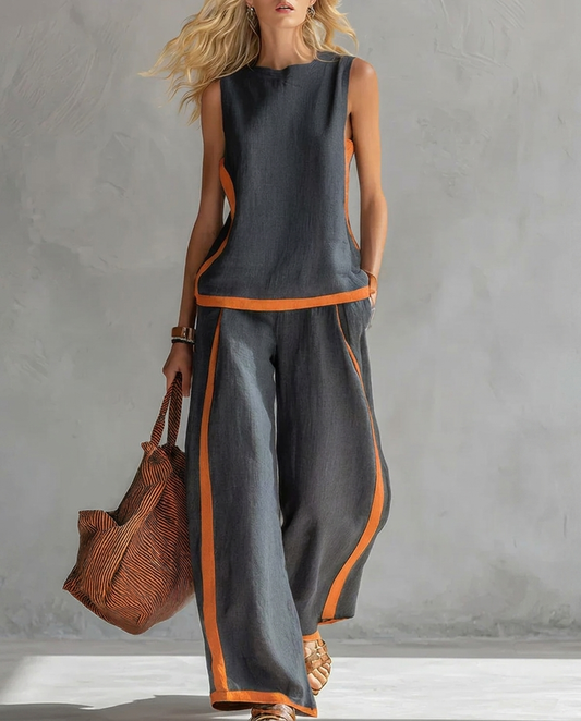 URSULA | Set Elegante e Casual con Gilet e Pantaloni Bicolore