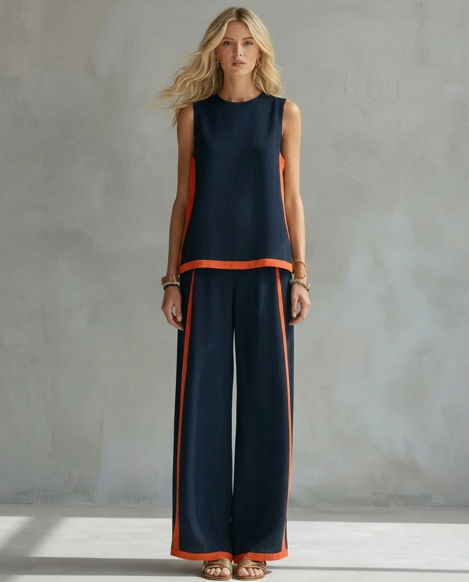 URSULA | Set Elegante e Casual con Gilet e Pantaloni Bicolore