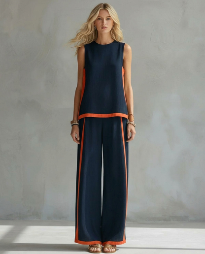 URSULA | Set Elegante e Casual con Gilet e Pantaloni Bicolore