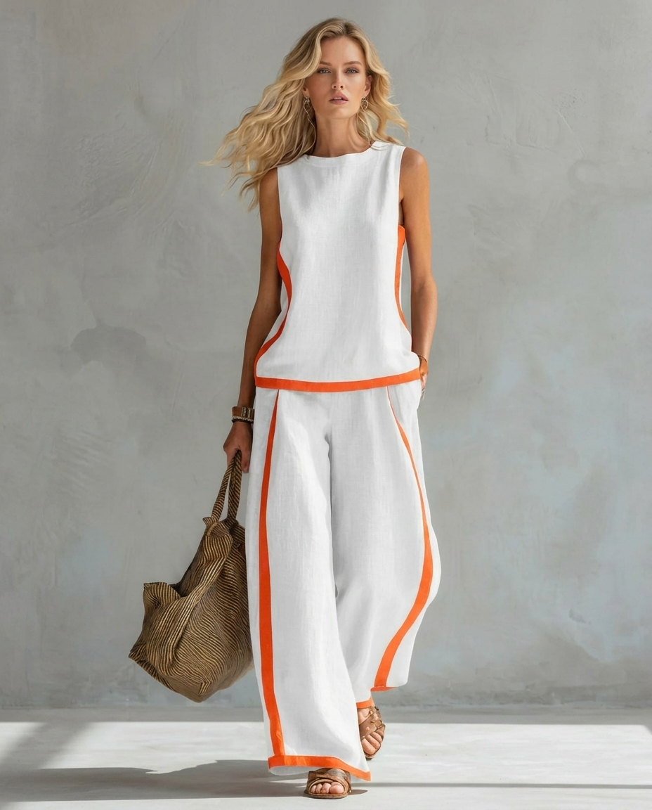 URSULA | Set Elegante e Casual con Gilet e Pantaloni Bicolore