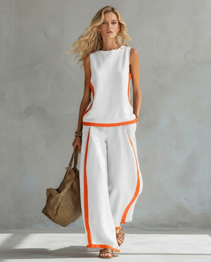 URSULA | Set Elegante e Casual con Gilet e Pantaloni Bicolore