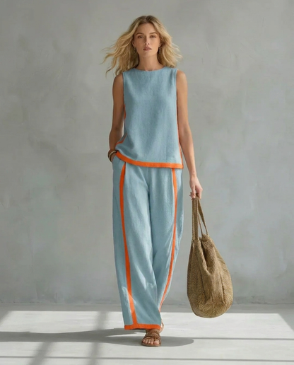 URSULA | Set Elegante e Casual con Gilet e Pantaloni Bicolore