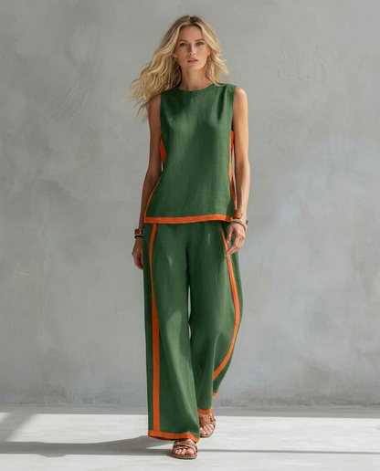 URSULA | Set Elegante e Casual con Gilet e Pantaloni Bicolore