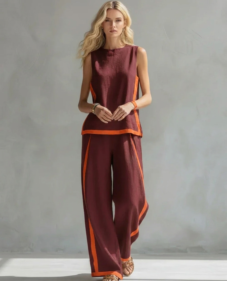 URSULA | Set Elegante e Casual con Gilet e Pantaloni Bicolore