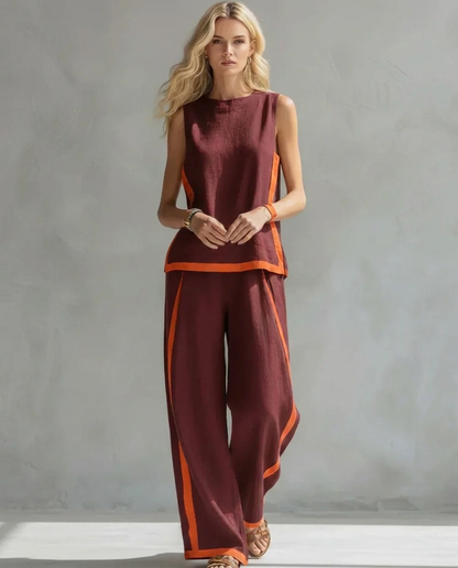 URSULA | Set Elegante e Casual con Gilet e Pantaloni Bicolore
