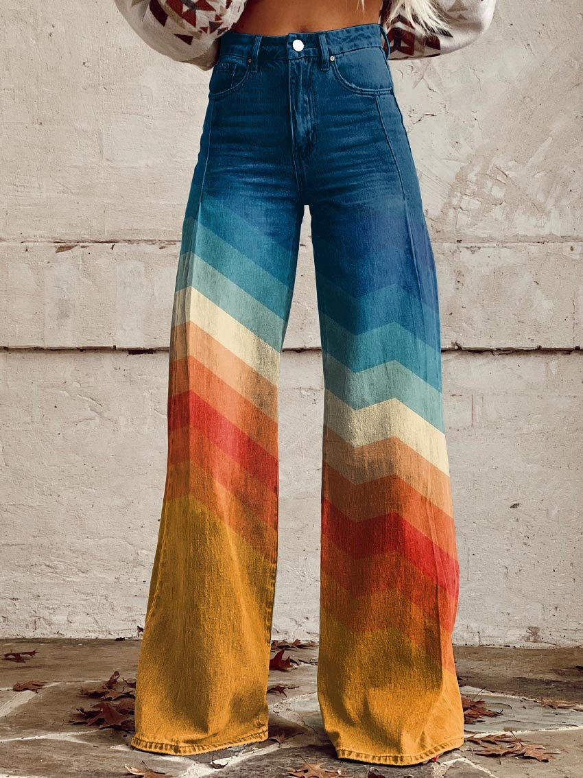 Marina | Jeans a Gamba Larga Arcobaleno Retrò