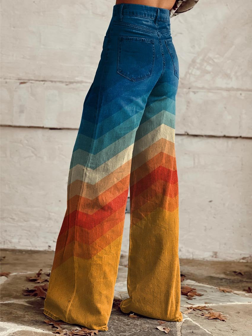 Marina | Jeans a Gamba Larga Arcobaleno Retrò