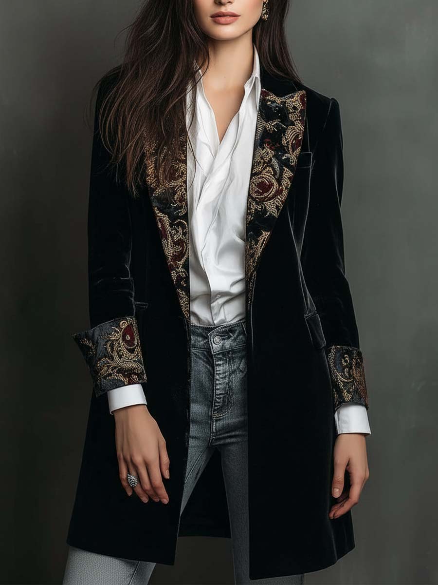 Clarissa | Blazer Lungo con Revers in Broccato