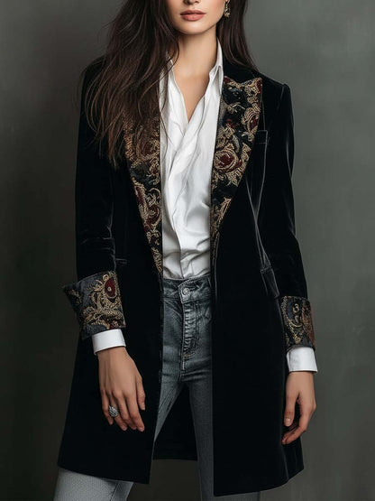 Clarissa | Blazer Lungo con Revers in Broccato