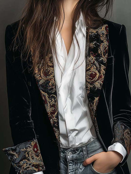 Clarissa | Blazer Lungo con Revers in Broccato