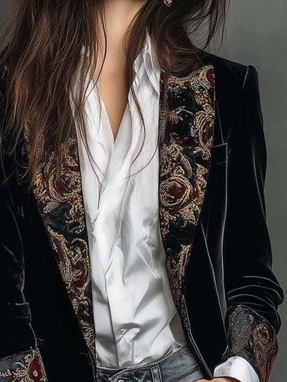 Clarissa | Blazer Lungo con Revers in Broccato