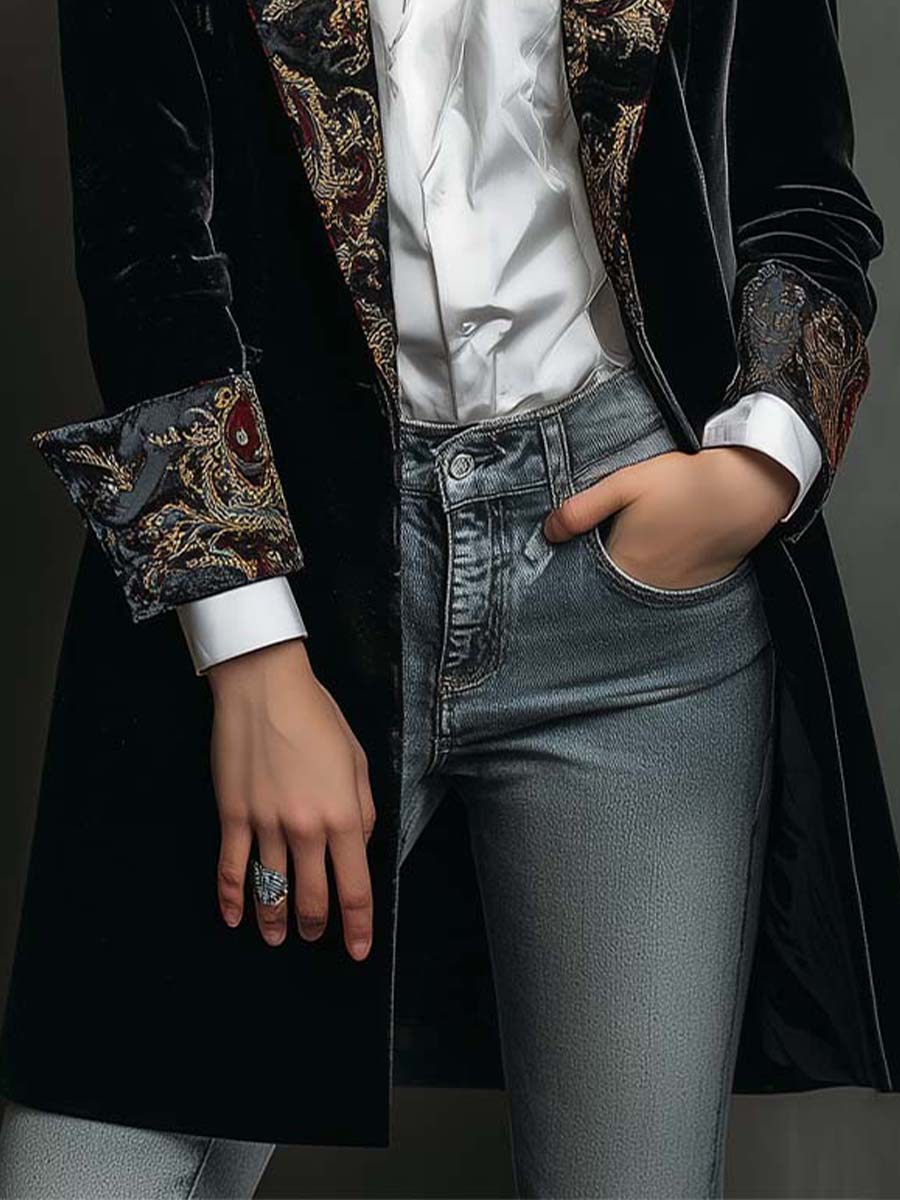 Clarissa | Blazer Lungo con Revers in Broccato